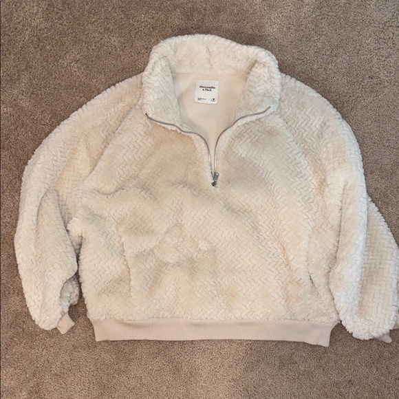 Abercrombie & Fitch Jackets & Blazers - Abercrombie & Fitch Cream Teddy Jacket Plush Oversized Fit